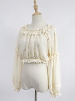 Chiffon Ruffle Collar Long Sleeve Short Blouse