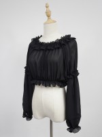 Chiffon Ruffle Collar Long Sleeve Short Blouse