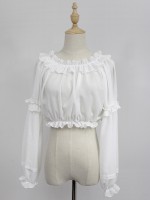 Chiffon Ruffle Collar Long Sleeve Short Blouse